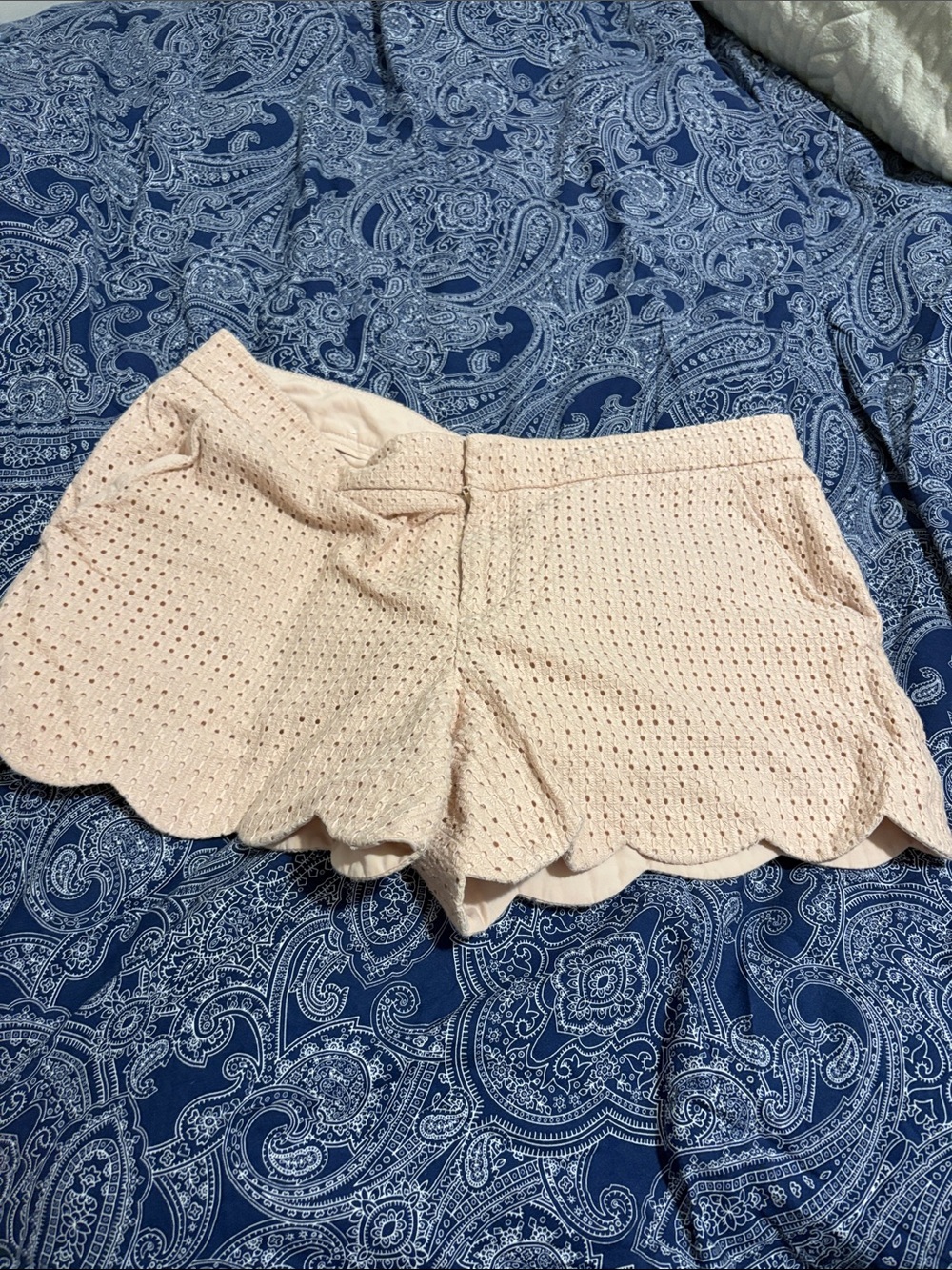 Club Monaco Pink Scallop Eyelet High-Waist Shorts